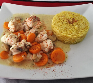 blanquette de lotte et riz safrané