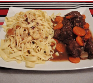 Boeuf bourguignon et tagliatelles