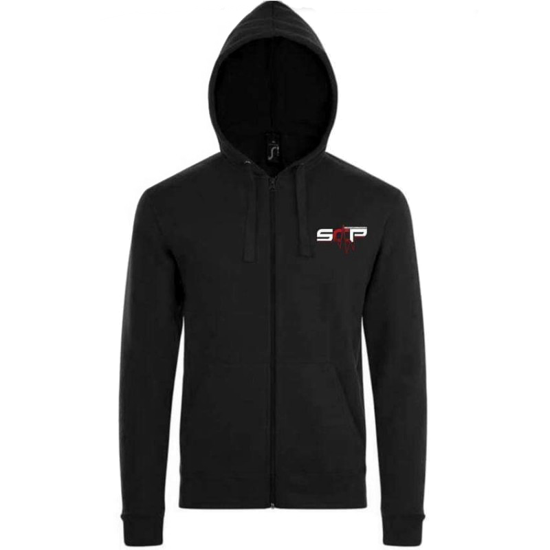 Pull zippé à capuche