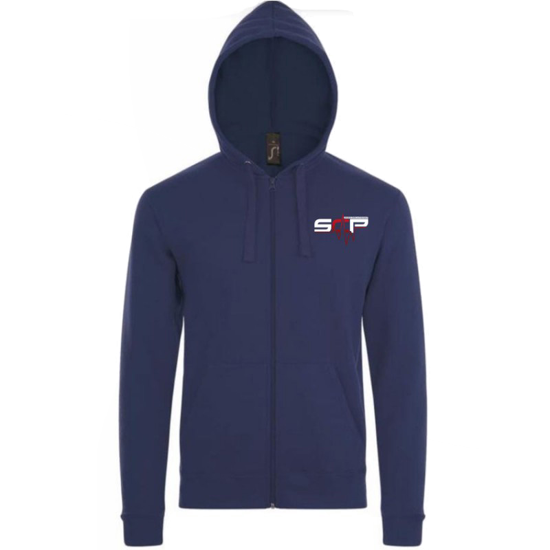 Pull zippé à capuche