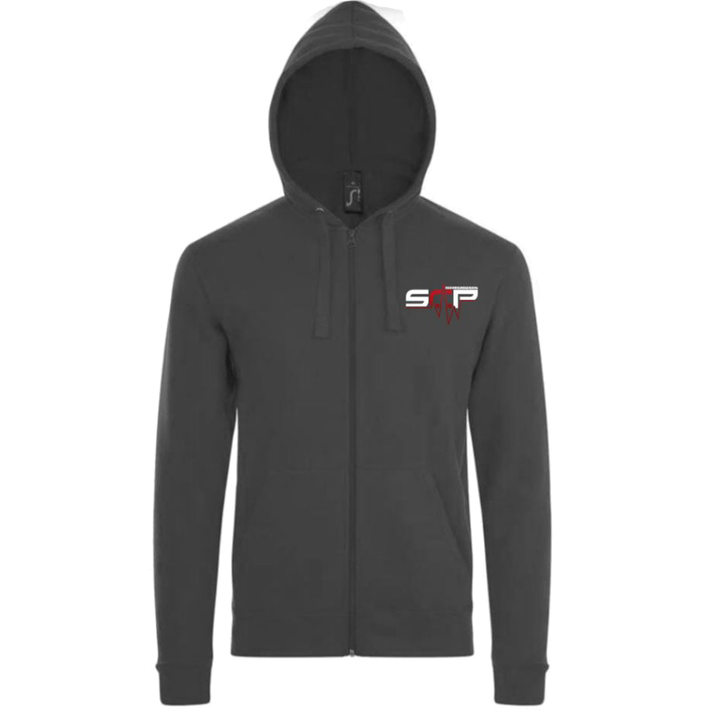 Pull zippé à capuche