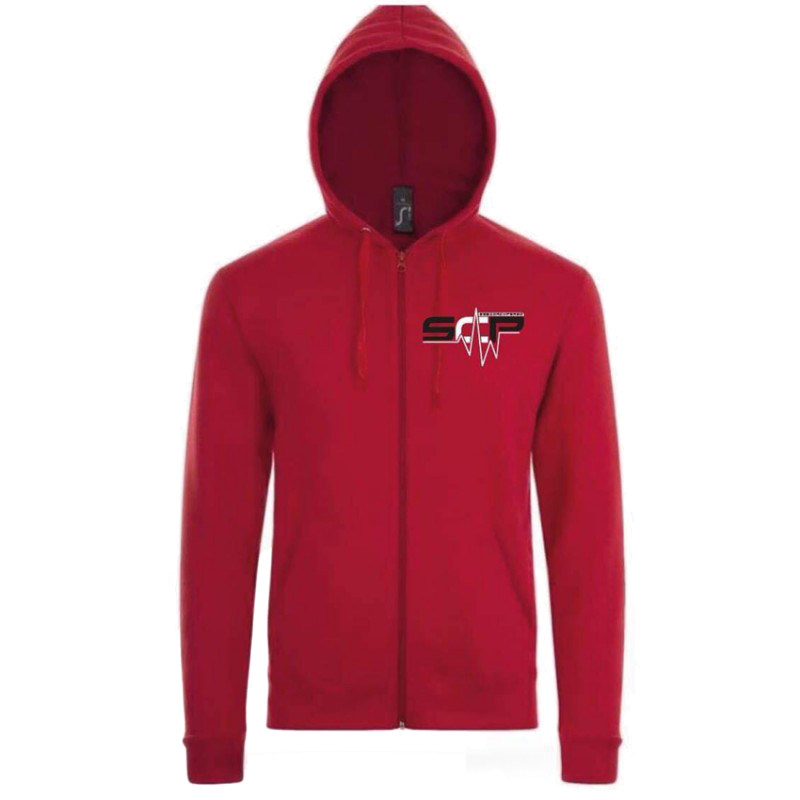 Pull zippé à capuche