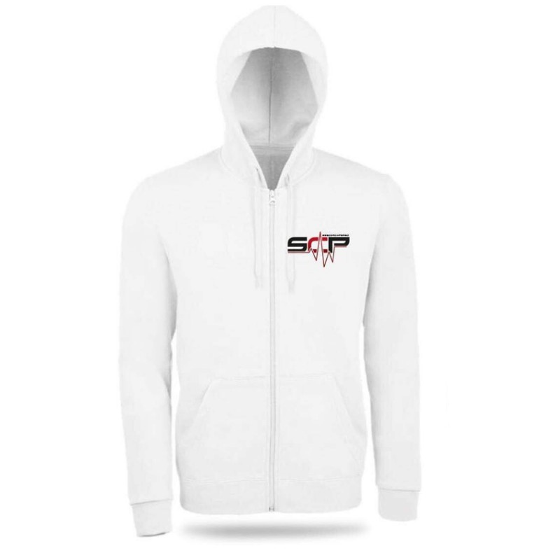 Pull zippé à capuche