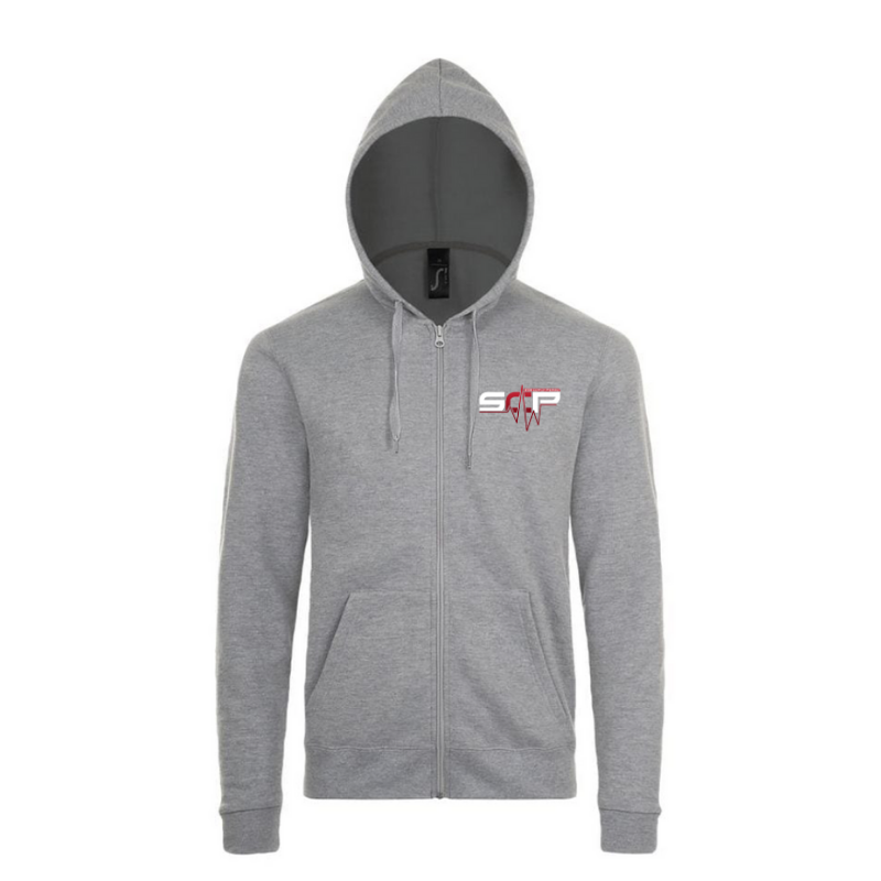 Pull zippé à capuche